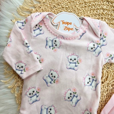  Conj. Body Ursinha Polar e Calça - Rosa